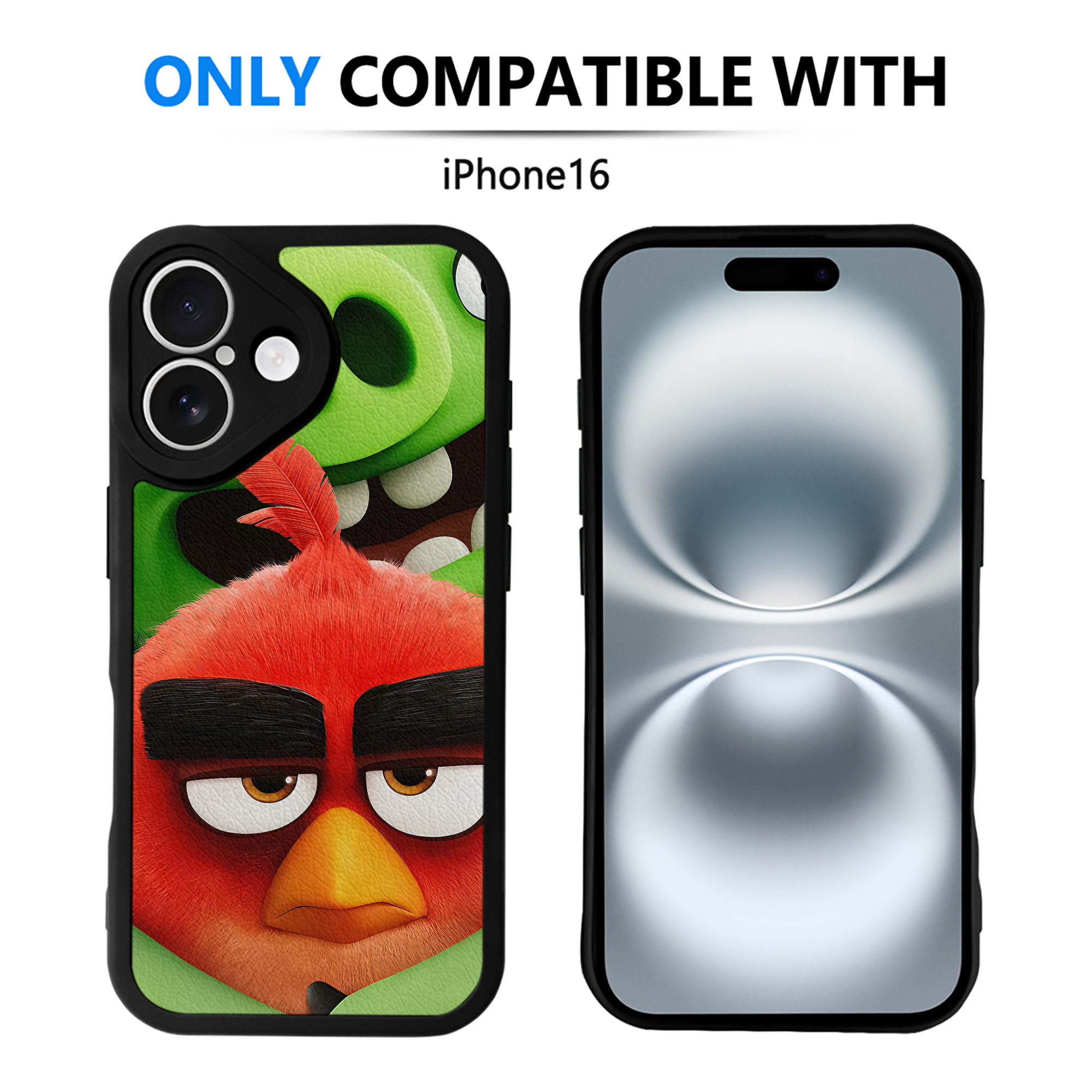 （画像用） Angry Birds アングリーバード 【iPhone 16シリーズ対応】シリコンスマホケース（レザー調） 材質：シリコン